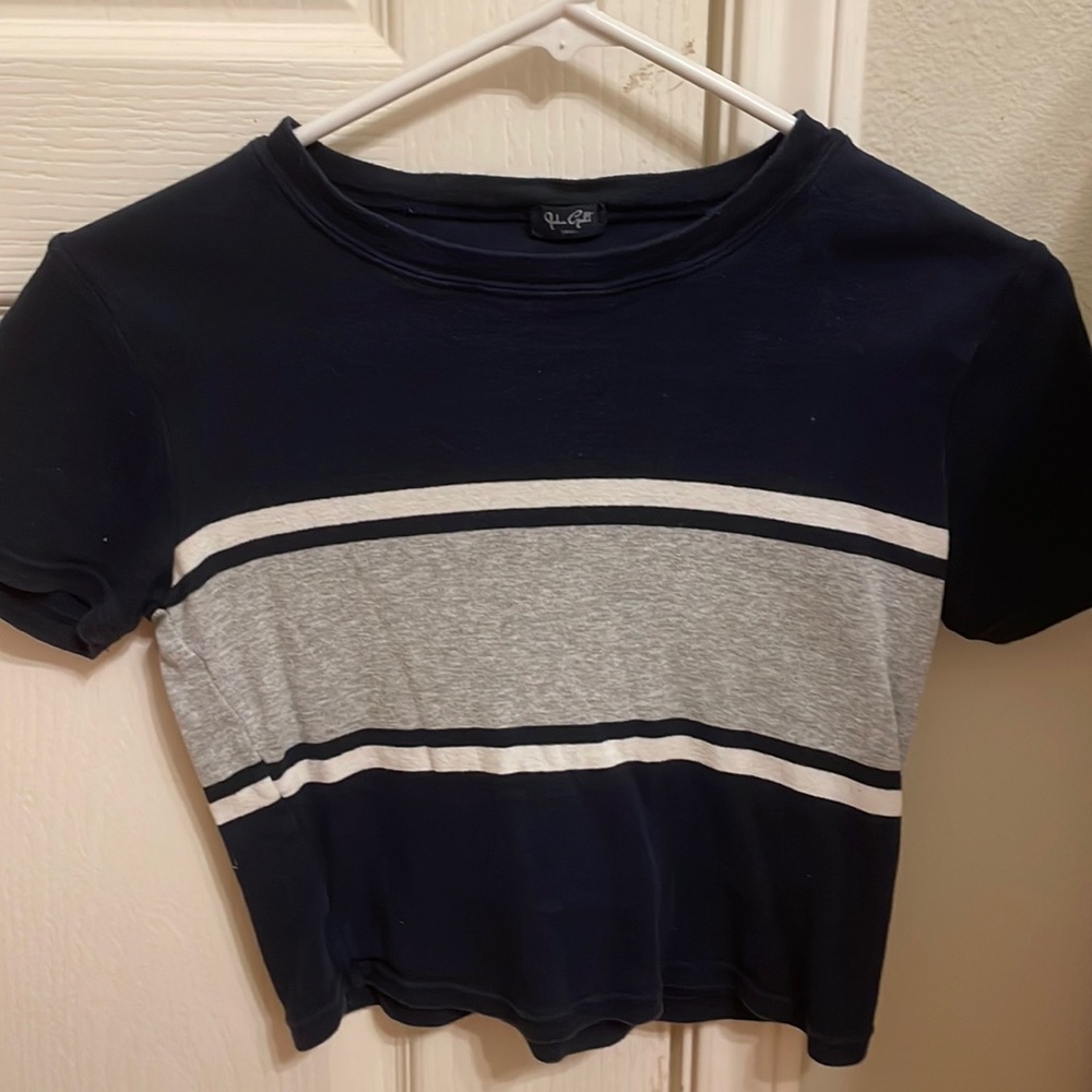 Brandy Melville blue-white-grey Stripe Top